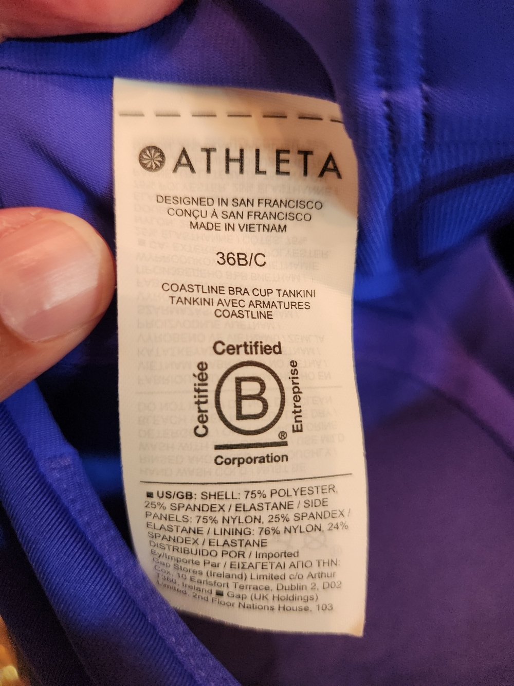 Athleta Blue & Cream Colorblock Tank Top NWT Size 36B/C - Picture 10 of 16